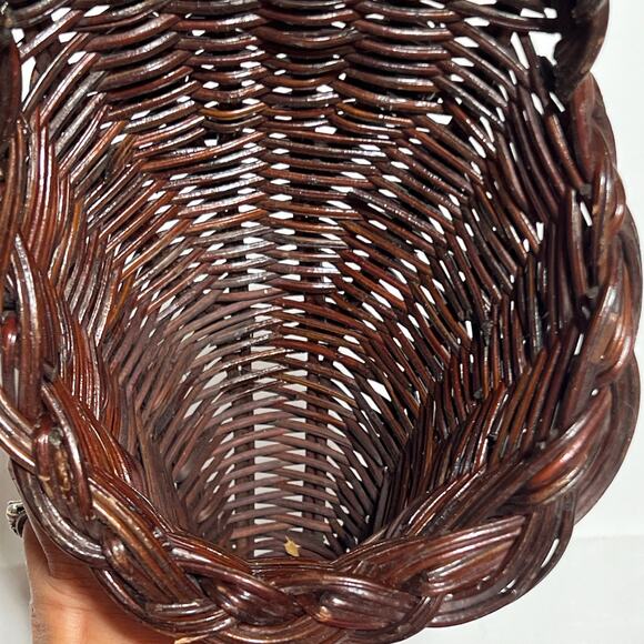 wicker rattan cornucopia wall pocket hang basket horn of plenty rustic woven - Picture 6 of 16
